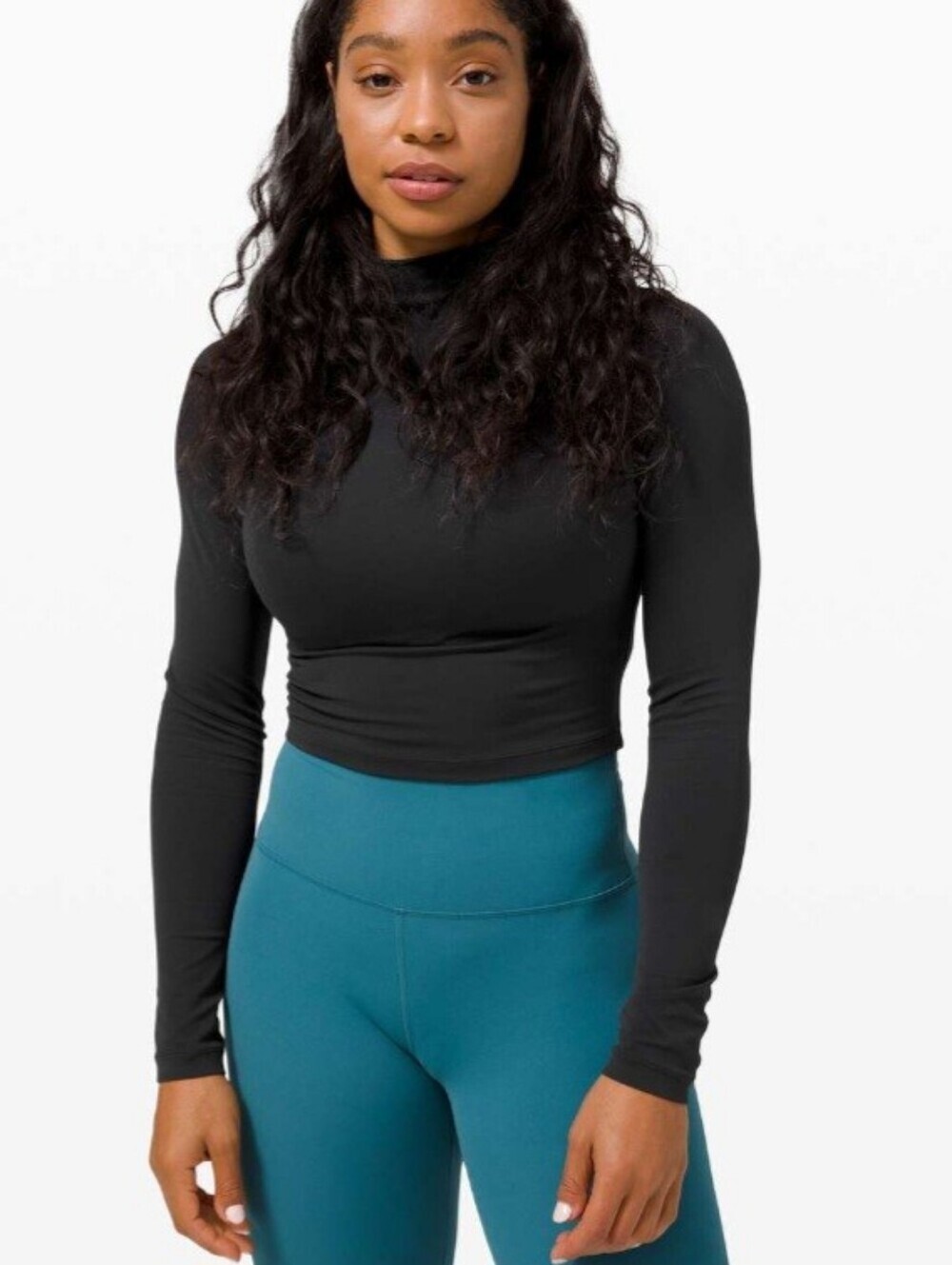 🛍 Lululemon All Aligned Mock Neck Long Sleeve Shirt Black Activewear Size 12
